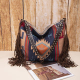 Xajzpa - Retro Canvas Shoulder Bags With Tassel New Pattern National Style Zipper Casual And Fashion Bags