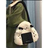 Xajzpa - Autumn Winter Japanese Cute Plush Corduroy Fashion Sushi Rice Ball Messenger Bag Women Bag Tote Bag Purses Handbags