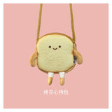 Xajzpa - Creative Bread Toast Plush Shoulder Bag Girls Coin Purse Card Holder Female Casual Cute Cartoon Handbags Storage Crossbody Tote