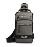 Xajzpa - Men Nylon Rucksack Daypack Messenger Bag with USB Charging Port  Male Fashion Knapsack Backpack Cross body Sling Chest Pack Bag
