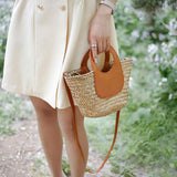 Xajzpa - Straw Summer Beach Bag Women Vintage Handmade Woven Shoulder Bag Shell Fashion Tote Vacation Casual Bucket Bag