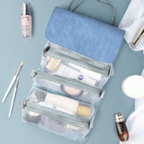 Xajzpa - 4PCS in 1 Cosmetic Bag For Women Zipper Mesh Separable Cosmetics Pouch Ladies Foldable PU Bag Rope Waterproof Makeup Bag
