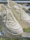 Xajzpa - Pearl Chain Platform Sneakers White Buffalo Shoes Women Vintage Chunky Sports Vulcanize Kawaii Korean Casual Tennis Female