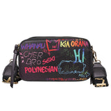 Xajzpa - Letter Graffiti PU Leather Small Crossbody Bags Women Fashion Shoulder Bag Luxury Designer Handbags Female Mobile Phone Purses