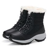 Xajzpa - Snow Boots Women Winter Platform Thigh High Boots Flat Quality Keep Warm Black New Ladies Lace-up Comfortable Leather Boots