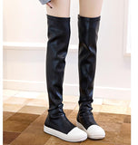 Xajzpa - New Women Shoes Over Knee High Boots Luxury Trainers Winter Casual Brand Snow Spring Flats Shoes Black Big Size Mid-calf Boots