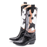 Xajzpa - Large size spring five-star color matching chunky high-heeled high boots fashion boots