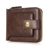 Xajzpa - Mini Men Short Wallet Buckle Coin Purses Pouch Pocket Credit/ID Card Holder Zipper Bifold Retro PU Leather Male Money Bag Purse