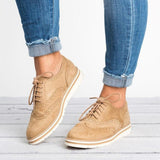 Xajzpa - Lace Up Perforated Oxfords Shoes