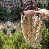 Xajzpa - Designer Brand Hollow Out Netted Women Handbag Luxury Cotton Line Woven Shoulder Bag Summer Beach Bag Large Capacity Tote Purses