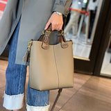 Xajzpa - Luxury women's bag new bag women's togo leather bucket bag first layer cowhide bag portable shoulder messenger bag