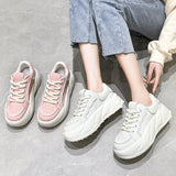 Xajzpa - Women Sneakers Designer Shoes 2023 Spring New Ladies Low Top Sneakers Lace-up Platform Tennis Shoes Leisure White Shoes