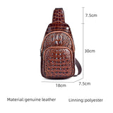 Xajzpa - Genuine Leather Men Chest Pack Shoulder Bag Retro Designe Crocodile Pattern Male Real Cowhide Crossbody Bags Sling Backpack