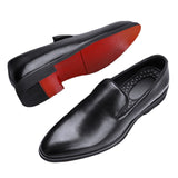 Xajzpa - Red Sole Loafers Men Shoes PU Solid Color Fashion Business Casual Party Daily Versatile Simple Lightweight Classic Dress Shoes