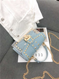 Xajzpa - New Chains Rivet Women Handbags Small White Black Pink Yellow Blue Pvc Hasp Handbags Summer Soft Shoulder Bags Cross Body