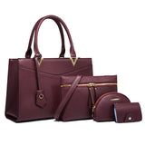 Xajzpa Luxury Women Bags Set PU Leather Solid Color Classic Ladies Handbag Shoulder Bag Purses and Card Pack 4 Pcs Set