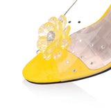 Xajzpa - Summer Women Sandals Studded Flower Design Transparent Wedge Women Shoes Casual Fashion Slip On Open Toe Ladies Sandals Heels