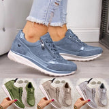 Xajzpa - Women's Shoes Silver Sneakers Zipper Thick Bottom Sneakers Women's Shoes Casual Lace-up Tenis Feminino Zapatos De Mujer