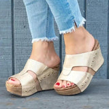 Xajzpa - Summer Comfortable Bottom Shoes Women Sandals Casual Women Beach Sandals Fashion Ladies Summer Sandal Rivets Wedge Plus SIZE 43