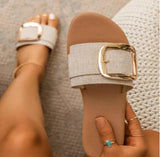 Xajzpa - Buckle Detail Flat Slide Sandals