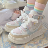 Xajzpa - Macaron Campus Style Lolita Sneakers Are Cute and Sweet All-match Autumn and Winter Thick-soled Height-increasing Shoes