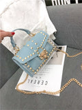 Xajzpa - New Chains Rivet Women Handbags Small White Black Pink Yellow Blue Pvc Hasp Handbags Summer Soft Shoulder Bags Cross Body