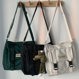 Xajzpa - Fashion Classic Simple Messenger Bag Womens Postman Bag Lady Student Nylon Waterproof Canvas School Bag Crossbody Bag