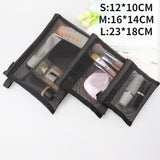 Xajzpa - Women Mesh Transparent Cosmetic Bag Small Large Clear Black Makeup Bag Travel Neceser Toiletry Cosmetic Organizer Bag Pouch