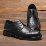 Xajzpa - Brogue Social Shoe Soft Leather Men Dress Shoes  Rubber Sole Mens Leather Shoes Luxury Brand  Derby Shoes Wedding Shoes For Men