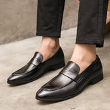 Xajzpa - Loafers Men Slip-on pu leather Lazy Black brown Breathable Handmade Dress Shoes for Men