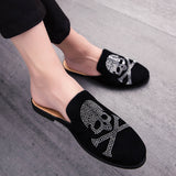 Xajzpa - Half Slippers Breathable Mens Half Shoes Mules Casual Designer Shoes Fashion Loafers Luxury Skull Slippers Leisure Leather Shoes