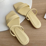 Xajzpa - Fashion Leisure Simple Women Slippers Summer New Outdoor Beach Solid Color Flat Sandals Non-slip Slides Woman Shoes
