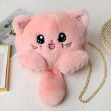 Xajzpa - New Fashion Plush Bag Women Animal Cat Shoulder Bag Girls Cute Fur Mobile Phone Bag Female Purse