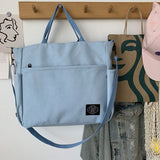 Xajzpa - Women's Retro Large Size Bags Cotton Canvas Shoulder Bag Fashion Crossbody Handbag Zipper Casual Tote Multi Pocket