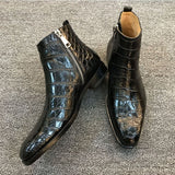 Xajzpa - Men's Boots Zip Black Brown Low-heeled Business Handmade Cowboy Boots Botas De Trabajo Hombre Shoes for Men