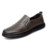 Xajzpa - Men's Loafers Fashion Leather Flats Classics Driving Shoes Comfortable Rubber Platform Men Casual Business Shoes