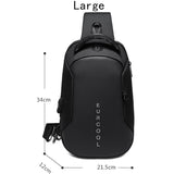 Xajzpa - Men PVC Multifunctional Shoulder Bags Travel Pack Waterproof USB Sling Chest Bag Messenger Crossbody Pack For Male Female Women