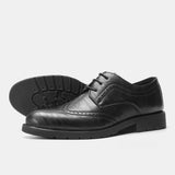 Xajzpa - Brogue Social Shoe Soft Leather Men Dress Shoes  Rubber Sole Mens Leather Shoes Luxury Brand  Derby Shoes Wedding Shoes For Men