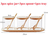 Xajzpa - 1/3pcs Set Glasses Storage Jar Candy Cookies Tea Coffee Beans Organizer Bottle Wood Lid Container Spices Food Cereal Snack Jars