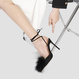 Xajzpa - 2023 Summer New Lace-up Pointed Original Sexy Fashion Fur Versatile High Heel Sandals Women