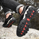 Xajzpa - Men's Hiking Shoes Suede Leather Wear-resistant Outdoor Hunting Shoes Men Sport Trekking Walking Mens Tactical Sneakers