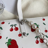 Xajzpa - Cute Strawberry Shoulder Bag Women Fashion Pearly Chain Tote Bags Luxury PU Leather Women's Bag 2023 Trend Designer High Quality