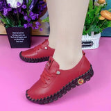 Xajzpa - Women Spring Vintage Breathable Shoes Platform Loafers Lace Up Leather Hollow Slip-On New Fashion Casual Mom Shoe Zapatos Mujer