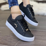 Xajzpa - NEW Shoes For Girls Autumn Women Sneakers Flat Breathable PU Leather Platform White Shoes Soft Footwears