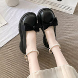 Xajzpa - Lolita Shoes Latform Loafers Mary Jane Shoes Women Retro British Small Leather Shoes Bow Tie Lolita Small Leather Shoes