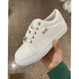 Xajzpa - NEW Shoes For Girls Autumn Women Sneakers Flat Breathable PU Leather Platform White Shoes Soft Footwears