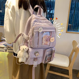 Xajzpa - Large-capacity Cute Women Multi-Pocket Nylon Backpack Ins Junior High School Student School Bag Female Girl Backpack Laptop Book