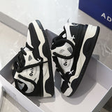 Xajzpa - Student Black Platform Bread Shoes for Women Couples All-match Casual Sneakerskorean Fashion Student Loose Shoes