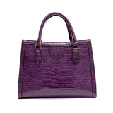 Xajzpa - Crocodile Pattern Composite Womens Handbags 2 Pecs/set Fashion Women Bag Big Female Vintage Shoulder Bags Purple Ladies Bolsa