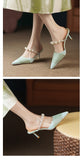 Xajzpa - Heihaian Baotou Slippers 2023 Summer New Elegant Fairy Wind Heels Slippers For Women With Pearl And Net Yarn Decoration 33-42